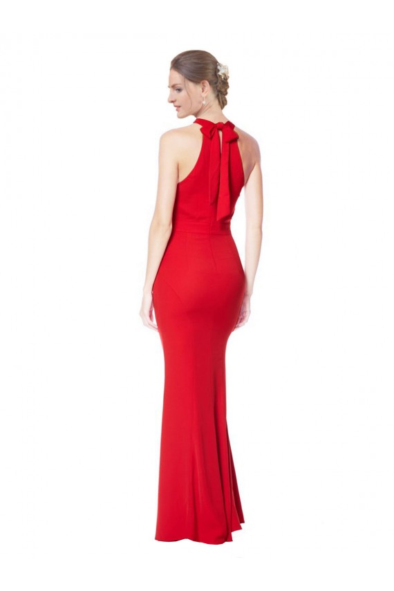 Outlet Sleeveless Stretch Crepe Mermaid Red Maxi Evening Dresses Canada