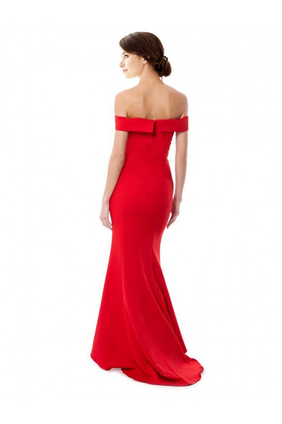 Outlet Sleeveless Stretch Crepe Mermaid Red Maxi Evening Gown Canada
