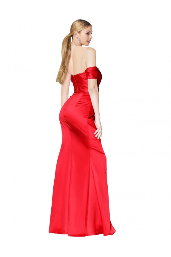 Outlet Sleeveless Stretch Satin Mermaid Red Sexy Evening Dress Canada