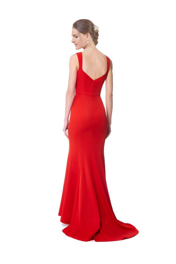 Outlet Sleeveless Stretch Crepe Mermaid Red Maxi Evening Dress Canada