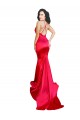 Outlet Sleeveless Stretch Satin Low Back Mermaid Red Sexy Evening Gown Canada