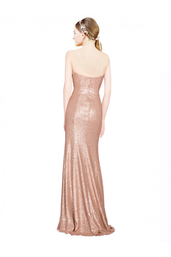 Outlet Sleeveless Sequin Low Back A-Line Rose Gold Evening Dress Canada