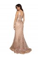 Outlet Sleeveless Sparkling Sequin V-Back Mermaid Rose Gold Plus Size Evening Dress Canada