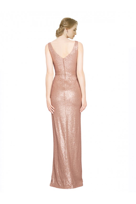 Outlet Sleeveless Sequin Sheath Rose Gold Evening Dress Canada