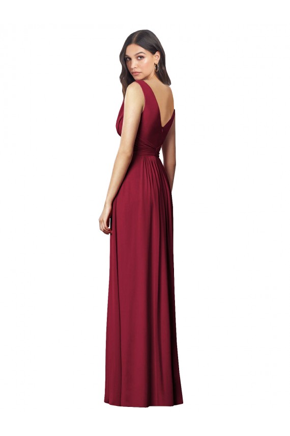 Outlet Sleeveless Soft Chiffon V-Back A-Line Royal Blue Maxi Evening Dress Canada