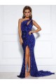 Outlet Sleeveless Velvet Sequin Mermaid Royal Blue Long Evening Dress Canada