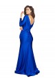 Outlet Long Sleeves Silky Satin V-Back Mermaid Royal Blue Sexy Evening Dress Canada