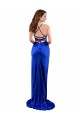 Outlet Sleeveless Silky Satin Criss Cross Open Back Sheath Royal Blue Evening Dress Canada