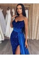 Outlet Sleeveless Velvet Sequin Sheath Royal Blue Sweetheart Evening Dress Canada