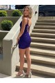 Outlet Sleeveless Velvet Sequin Sheath Royal Blue Homecoming Gown Canada