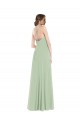 Outlet Sleeveless Soft Chiffon Criss Cross Back A-Line Sage Maxi Evening Dress Canada