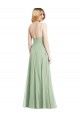 Outlet Sleeveless Soft Chiffon Low Back Trumpet Sage Maxi Evening Dress Canada