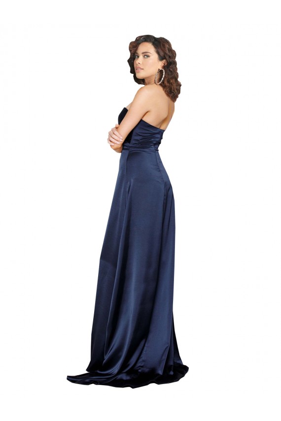 Outlet Sleeveless Silky Satin Low Back A-Line Sapphire Sexy Evening Dress Canada