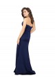 Outlet Sleeveless Silky Satin A-Line Sapphire Evening Gown Canada