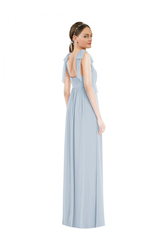 Outlet Sleeveless Soft Chiffon Low Back A-Line Sea Glass Maxi Evening Dress Canada