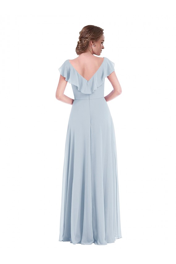 Outlet Sleeveless Soft Chiffon V-Back A-Line Sea Glass Maxi Evening Dress Canada