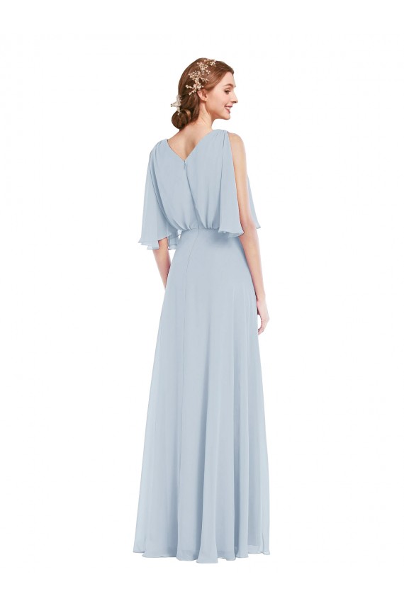 Outlet Half Sleeves Soft Chiffon A-Line Sea Glass Maxi Evening Dress Canada