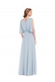 Outlet Half Sleeves Soft Chiffon A-Line Sea Glass Maxi Evening Dress Canada