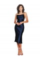 Outlet Sleeveless Silky Satin Sheath Dark Navy Evening Dress Canada