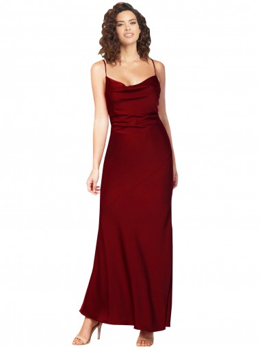 Outlet Sleeveless Silky Satin Low Back Sheath Burgundy Evening Dress Canada