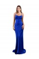 Outlet Sleeveless Silky Satin Criss Cross Open Back Sheath Royal Blue Evening Dress Canada