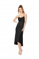 Outlet Sleeveless Silky Satin Criss Cross Back Sheath Black Sexy Evening Dress Canada