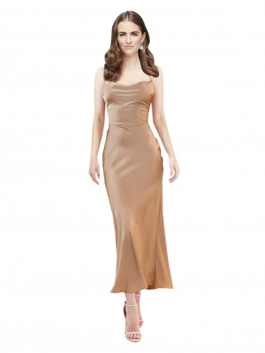 Outlet Sleeveless Silky Satin Low Back Sheath Rose Gold Evening Dress Canada