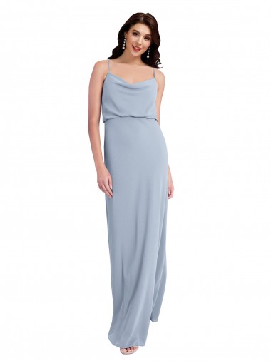Outlet Sleeveless Stretch Crepe V-Back Sheath Smoke Blue Evening Dress Canada