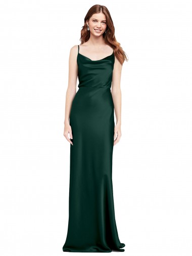 Outlet Sleeveless Stretch Satin V-Back Sheath Hunter Evening Gown Canada