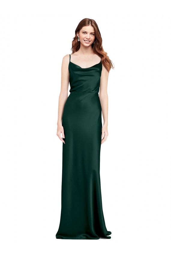 Outlet Sleeveless Stretch Satin V-Back Sheath Hunter Evening Gown Canada