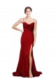 Outlet Sleeveless Stretch Satin Criss Cross Back Sheath Burgundy Evening Dress Canada