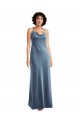 Outlet Sleeveless Stretch Velvet V-Back Sheath Dusty Blue Maxi Evening Gown Canada