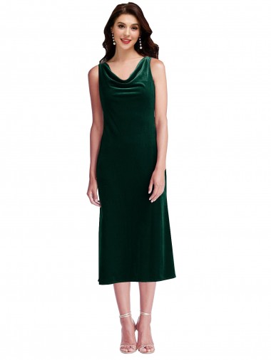 Outlet Sleeveless Stretch Velvet V-Back Sheath Dark Green Maxi Evening Dress Canada