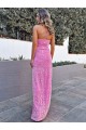 Outlet Sleeveless Velvet Sequin Sheath Halter Neck Evening Dress Canada