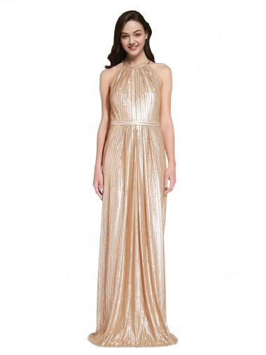 Outlet Sleeveless Sequin Sheath Gold Evening Dress Canada