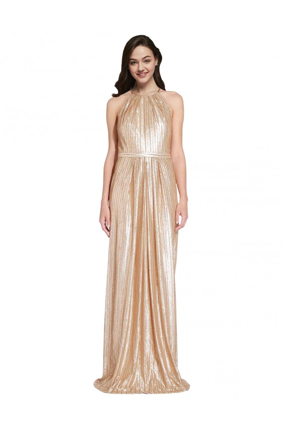 Outlet Sleeveless Sequin Sheath Gold Evening Dress Canada