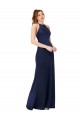 Outlet Sleeveless Silky Satin Criss Cross Back Sheath Sapphire Evening Dress Canada