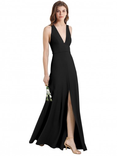 Outlet Sleeveless Stretch Crepe Sheath Black Evening Gown Canada