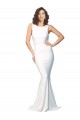Outlet Sleeveless Stretch Crepe Low Back Sheath Ivory High Neck Evening Dress Canada