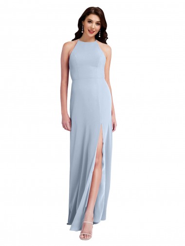 Outlet Sleeveless Stretch Crepe Criss Cross Open Back Sheath Light Sky Blue Evening Dress Canada