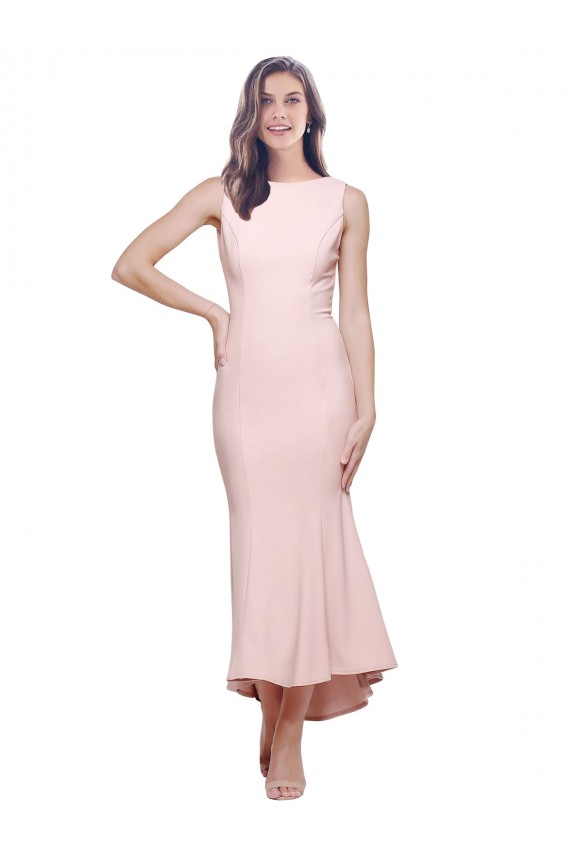 Outlet Sleeveless Stretch Crepe Low Back Sheath Pink Evening Gown Canada