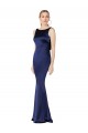 Outlet Sleeveless Stretch Satin Low Back Sheath Dark Navy Evening Dress Canada