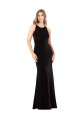 Outlet Sleeveless Stretch Velvet Criss Cross Back Sheath Black Evening Dress Canada