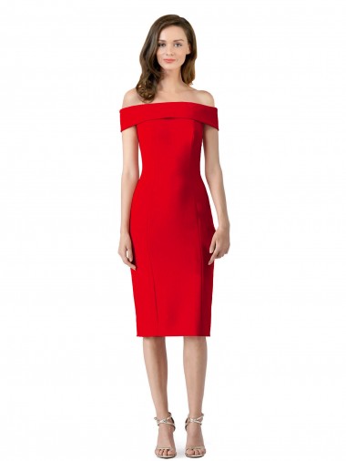Outlet Sleeveless Stretch Crepe Sheath Red Evening Gown Canada