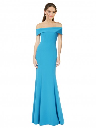 Outlet Sleeveless Stretch Crepe Sheath Peacock Blue Evening Dress Canada