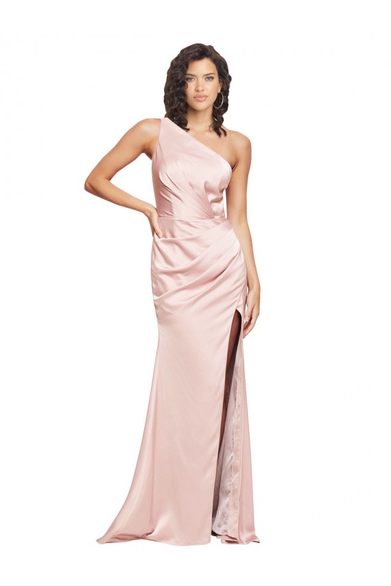 Outlet Sleeveless Silky Satin Low Back Sheath Pink Evening Dress Canada