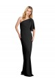 Outlet Flutter Sleeve Stretch Crepe Sheath Black Evening Dress Canada