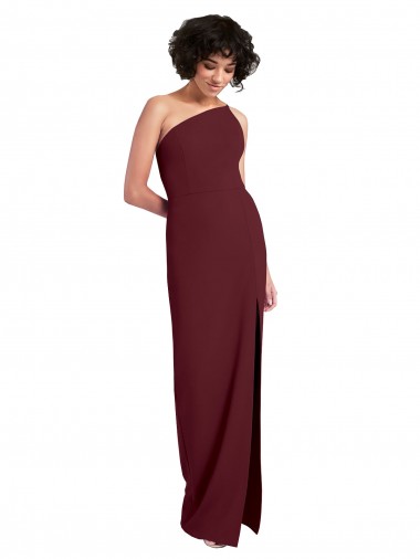 Outlet Sleeveless Stretch Crepe Sheath Burgundy Gold Evening Dress Canada