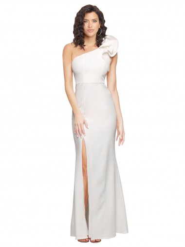 Outlet Sleeveless Stretch Crepe Sheath Ivory Evening Gown Canada