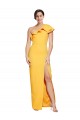 Outlet Sleeveless Stretch Crepe Sheath Saffron Evening Dress Canada